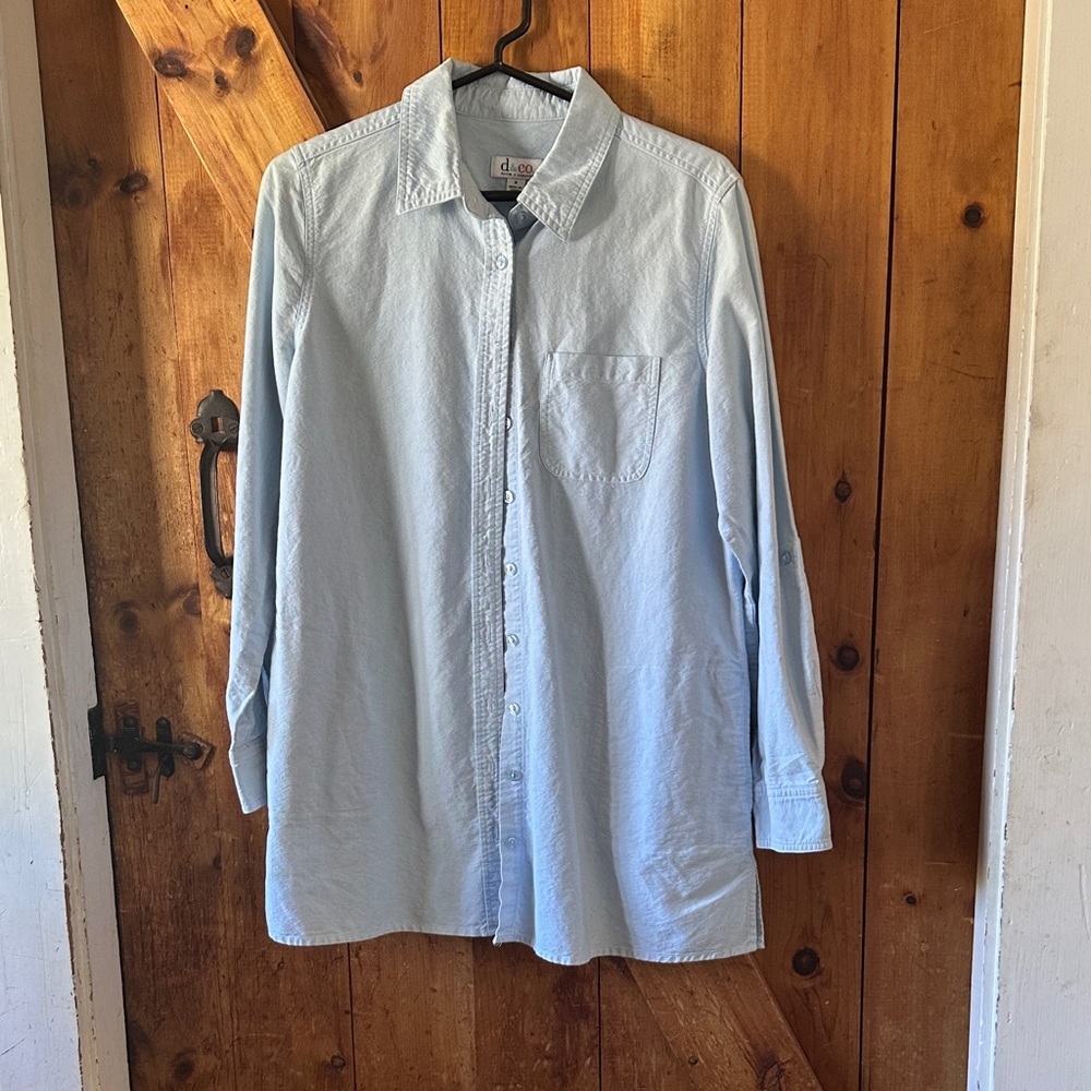 Denim&Co Light Blue Button-Down Oversized Shirt